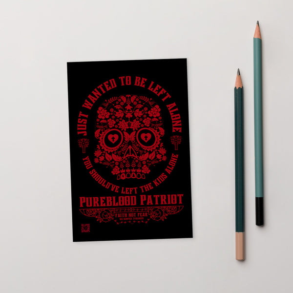 4"x6" Postcard Pureblood Skull - Dark Red Art