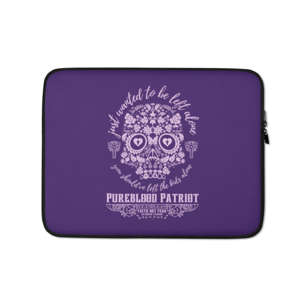 Laptop Sleeve Pureblood Skull Script Purple