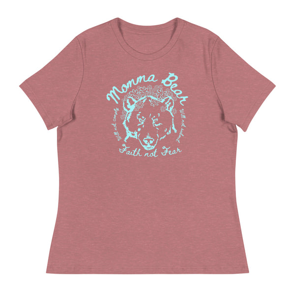 Women's Relaxed T-Shirt Momma Bear - Electric Blue Art