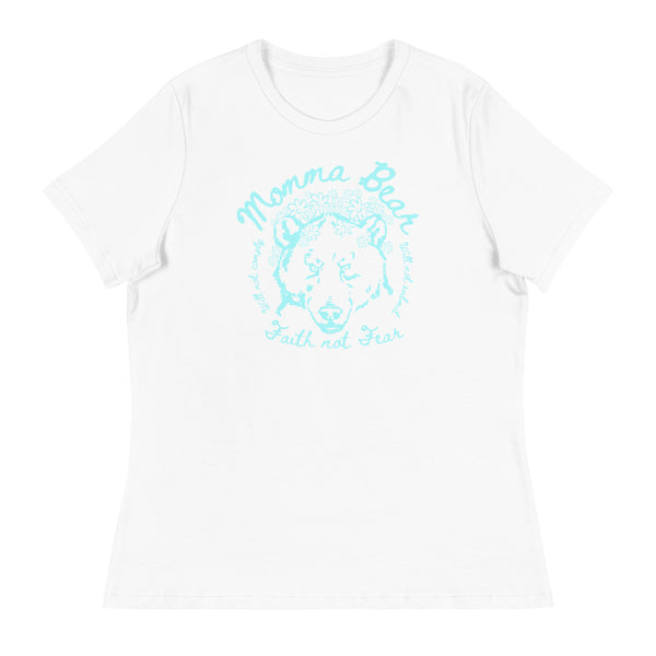 Women's Relaxed T-Shirt Momma Bear - Electric Blue Art